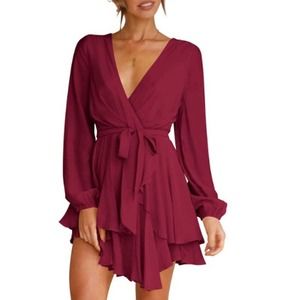Deep V-Neck Mini Dress- Size 2X